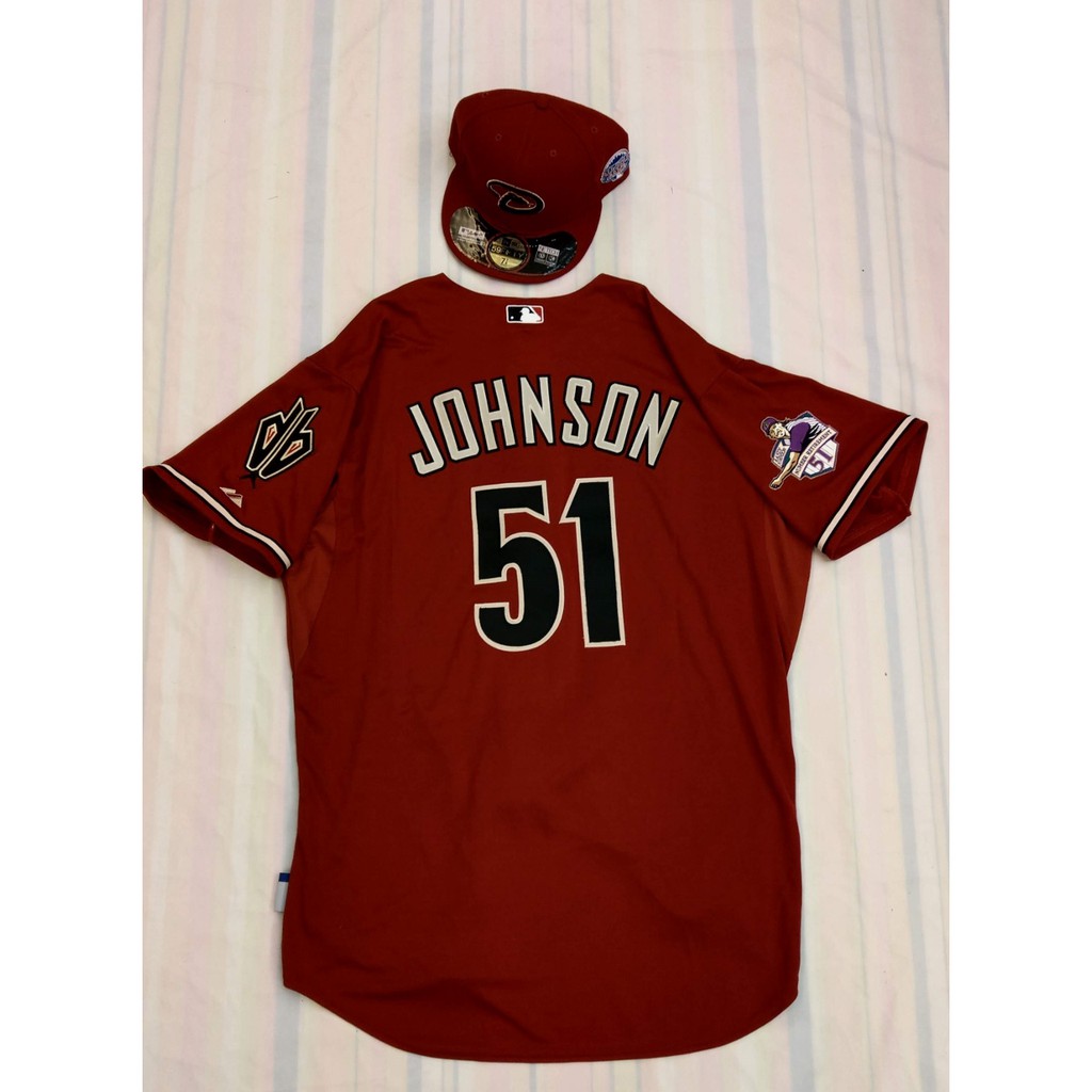 全新尺寸 52 響尾蛇 傳奇球星 Randy Johnson MLB Majestic AU 球員版 球衣 巨怪