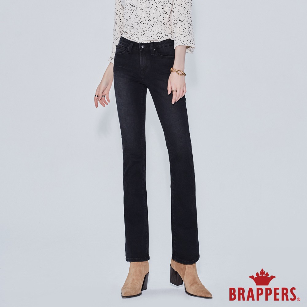 BRAPPERS 女款 新美腳Royal系列-中腰彈性九分喇叭褲-黑灰
