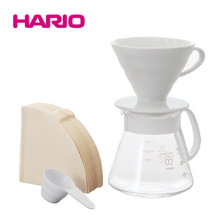 HARIO V60白色濾杯咖啡壺組600ml XVDD-3012W