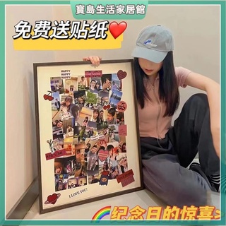 diy定製相框照片列印加相框掛墻大尺寸照片相框情侶禮物實木畫框 大相框 情侶相框 木質相框