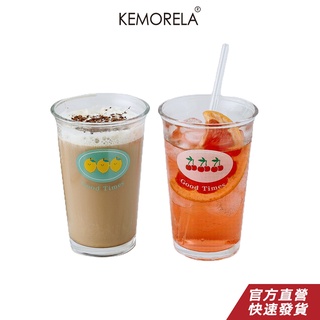KEMORELA 韓系ins風簡約咖啡杯水果小清新圖案玻璃水果汁杯早餐杯家用牛奶杯奶茶杯水杯子