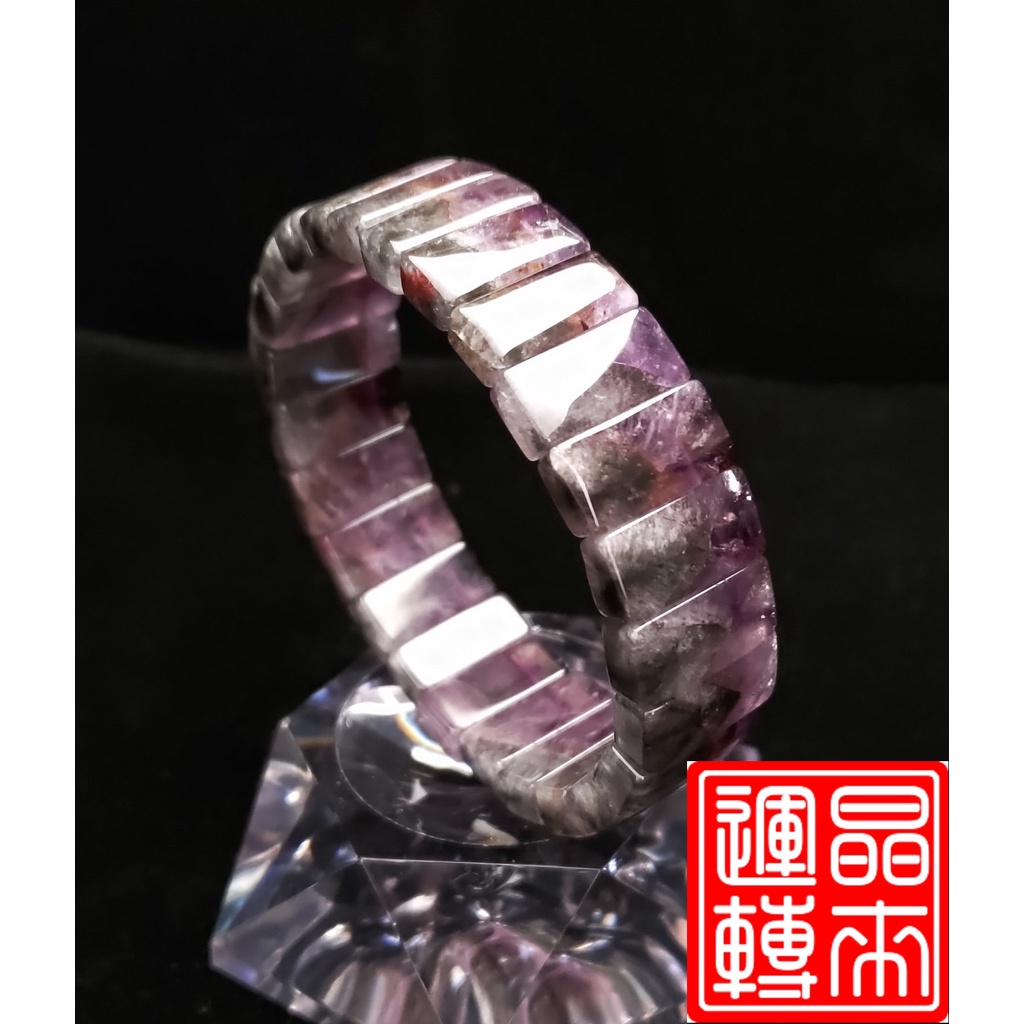 [晶來運轉] 紫鈦手排(帶銀塔山) 49.3g 17.5mm 手圍18.5cm