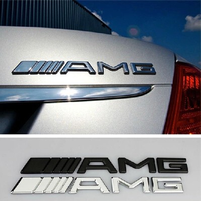 BENZ 賓士 AMG車標 AMG金屬貼標 貼標 銀色/消光黑