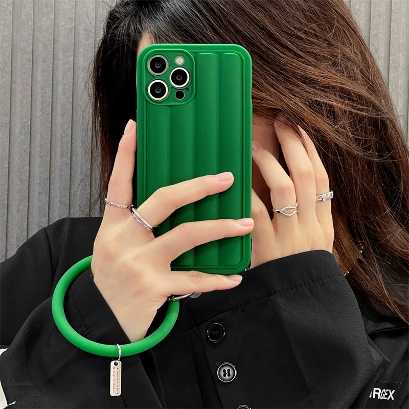 日韓高級bv綠色手環適用iPhone13promax蘋果12/11個性創意矽膠全包防摔xr/x手機殼7p/8plus女款
