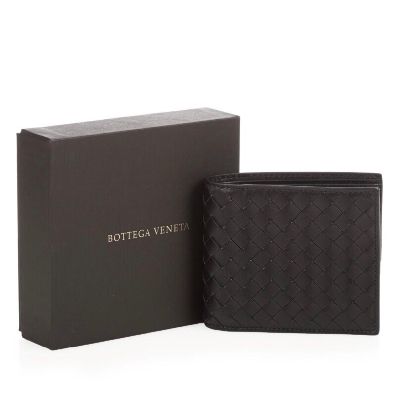 全新含運 專櫃正品Bottega Veneta皮夾 錢包 短夾(黑色) 男友生日禮物 父親節禮物