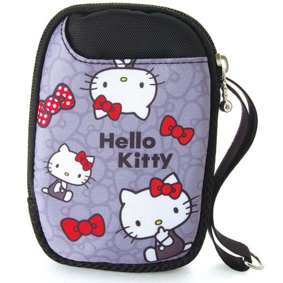 Hello kitty多功能數位防護包-蝴蝶結灰 相機包 萬用包