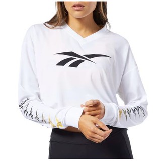 REEBOK CLASSICS VECTOR CROP TOP 女款 長袖T 串標 經典 長袖上衣 白色 EB4257