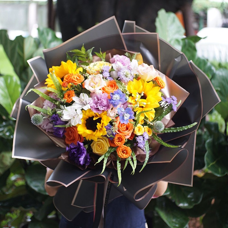 舒心緣 防水鮮花包裝紙金邊果凍膜七夕情人節花束禮品材料花店花束包裝紙 蝦皮購物