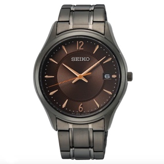 【SEIKO 精工】放射紋錶盤 簡約紳士腕錶-棕X黑 鋼帶39mm(SUR519P1/6N52-00D0U)SK028