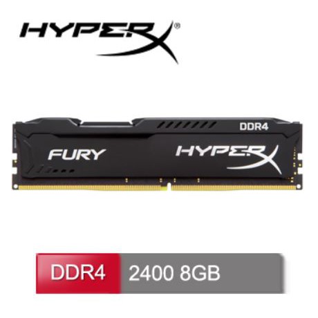 全新 金士頓 HyperX FURY DDR4-2400 8GB 桌上型記憶體(黑色散熱片)