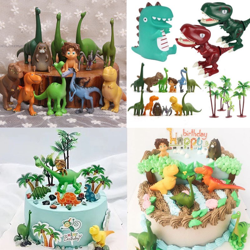 蛋糕裝飾恐龍當家擺件 恐龍烘焙擺件生日蛋糕擺件玩偶玩具萌系小恐龍裝扮插件 恐龍主題男孩寶寶生日插牌