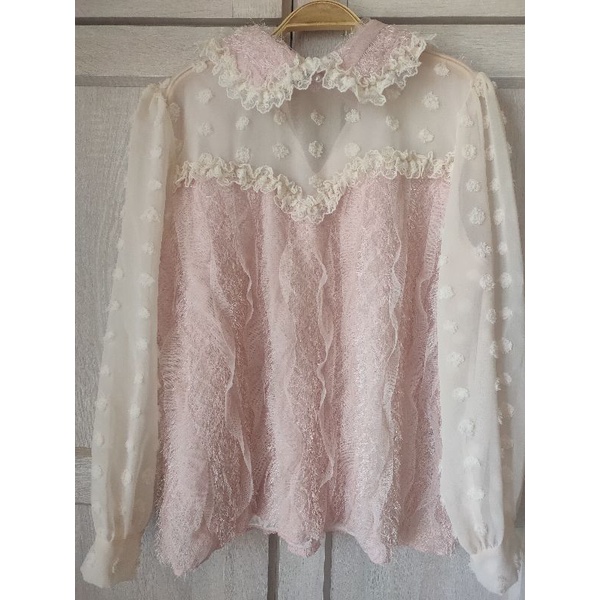 正韓粉色yard蕾斯袖上衣💯💖yard