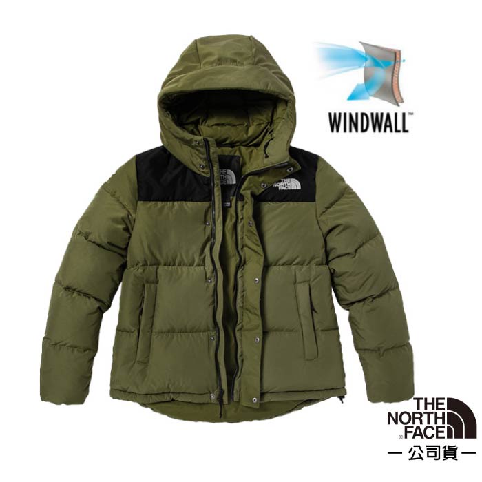 【美國 The North Face】女款 WindWall 防風防潑可調節連帽鵝絨羽絨外套 4NEZ-7D6 綠色 N