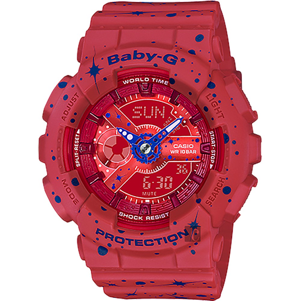 ∣聊聊可議∣CASIO 卡西歐 Baby-G 星空雙顯手錶-紅 BA-110ST-4ADR