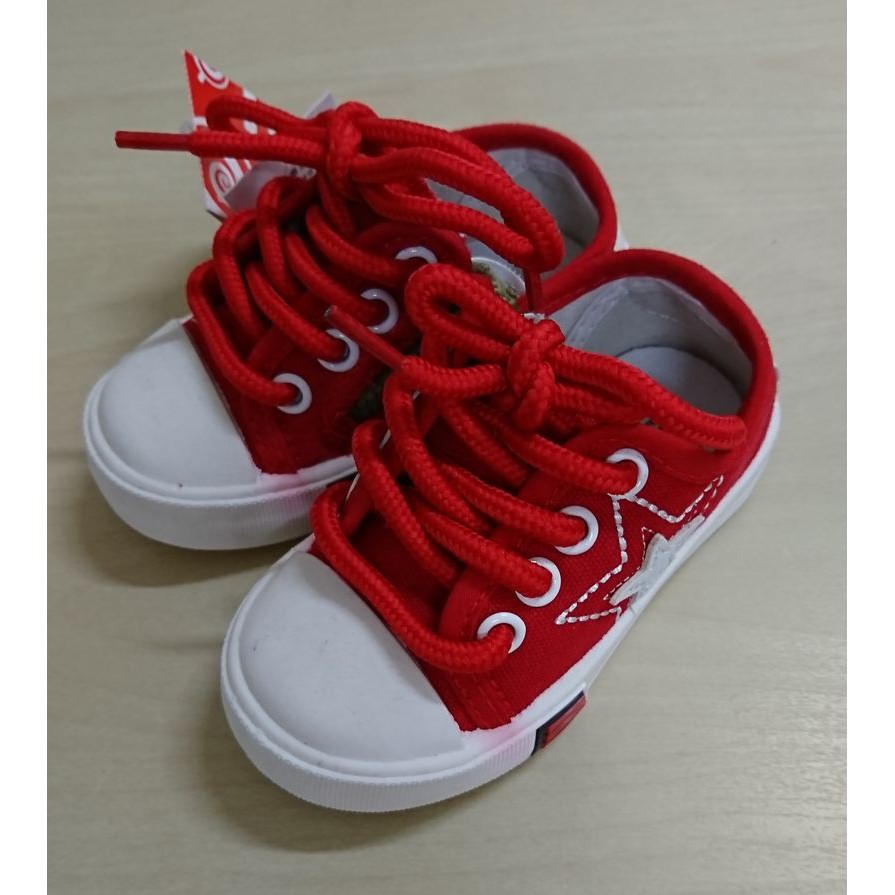 !!現貨!! HABU (哈布)童鞋-韓國設計-小小童紅底白星帆布鞋-RR16-RD