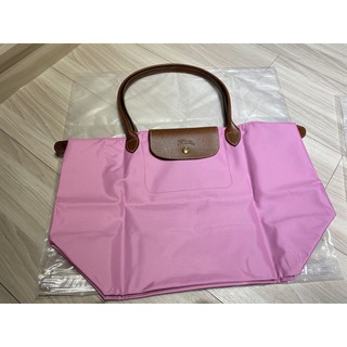 全新 正品 longchamp LE PLIAGE粉色肩背購物袋 M號 歐洲帶回 台北可以面交