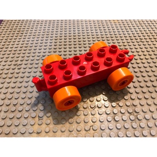 【點點小豆】LEGO 樂高積木 DUPLO 得寶 紅色 2x6 車子 (橘輪胎) 汽車 底盤 一個 如圖！