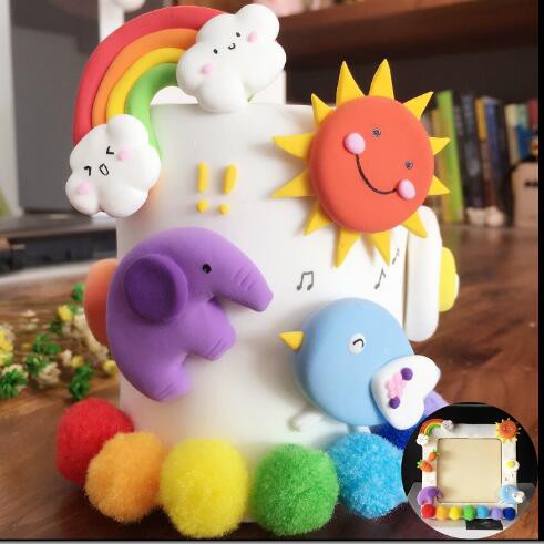 Diy手工 粘土diy 相框diy 筆筒diy Diy材料包 難度 星 彩虹動物筆筒 相框 紙粘土新手工 蝦皮購物