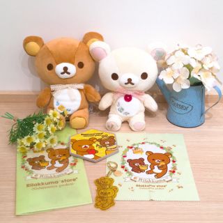 西宮花園店絕版限定 天然花朵刺繡懶熊玩偶娃娃 眼鏡布鑰匙圈 懶懶熊 拉拉熊 rilakkuma store 懶妹 牛奶熊