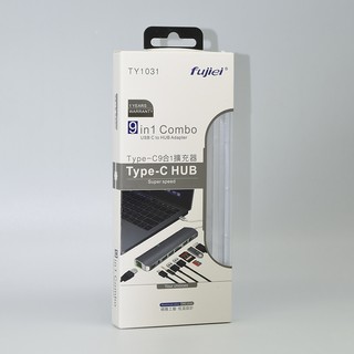 fujiei Type c 9合1轉換器 鋁合金外殼 SD及MicroSD高速讀卡 HDMI高畫質4