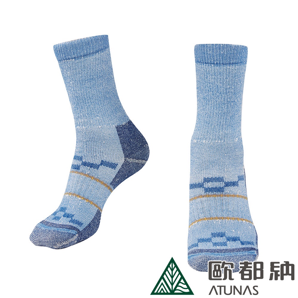 【ATUNAS 歐都納】中筒登山厚底羊毛襪 (A1ASDD03N 藍/抗菌/保暖/舒適/防臭)