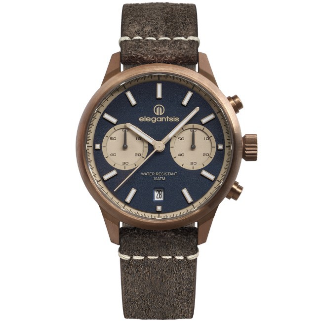 elegantsis 傑本尼氏 ELJT58QS-6B01LC 復古風格碼錶計時腕錶/藍面 42mm