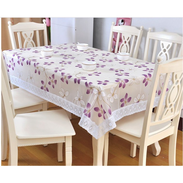 晴晴桌巾桌布 EVA防水防油 A384紫朵花桌巾   高檔長方形桌布餐廳桌巾野餐墊露營布耐高溫