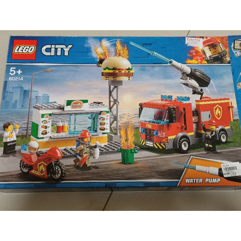 二手兒童玩具 樂高LEGO積木 城市系列 60214 消防車與漢堡店