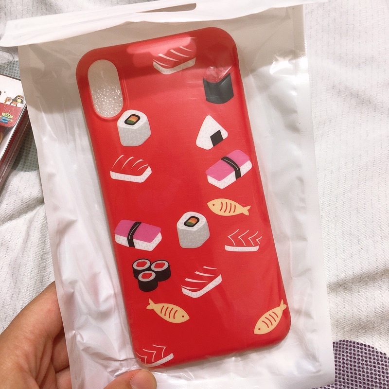 iPhone X手機殼 軟殼-壽司滿版圖案 生魚片 飯糰