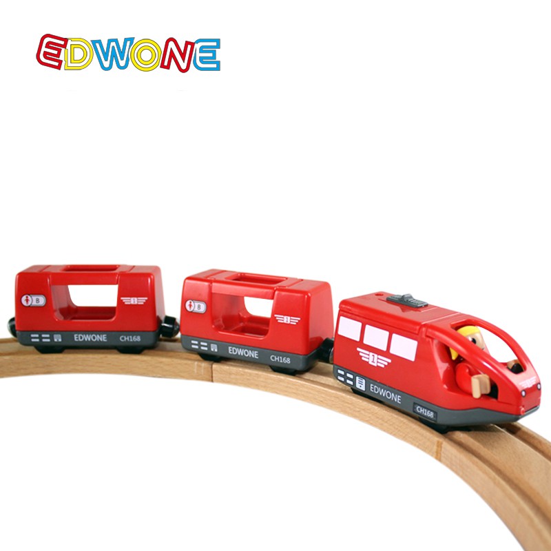 電動火車與兩個車廂適合托馬斯木槽熱風輪玩具  儿童玩具火車模型仿真兒童生日禮物