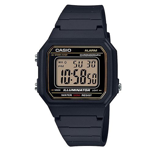 【CASIO】方形機能性設計感電子錶-金面(W-217H-9A)正版宏崑公司貨