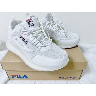 FILA 運動鞋 厚底 女鞋 白色 5-J327V-111 #小白鞋 #氣墊慢跑鞋 #內增高 #彈性緩衝 #25碼