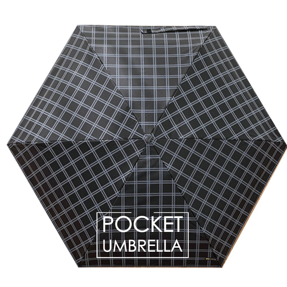 【POCKET UMBRELLA】口袋傘 五折抗UV 黑膠晴雨傘(綠波點)