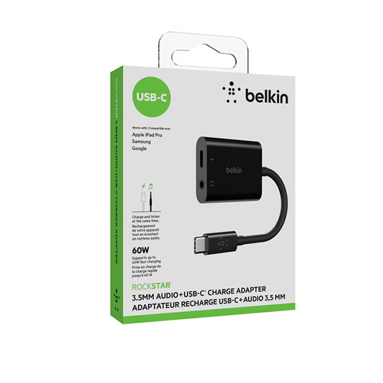 Belkin貝爾金 音頻轉接線 3.5mm Audio+Type-C充電分插器