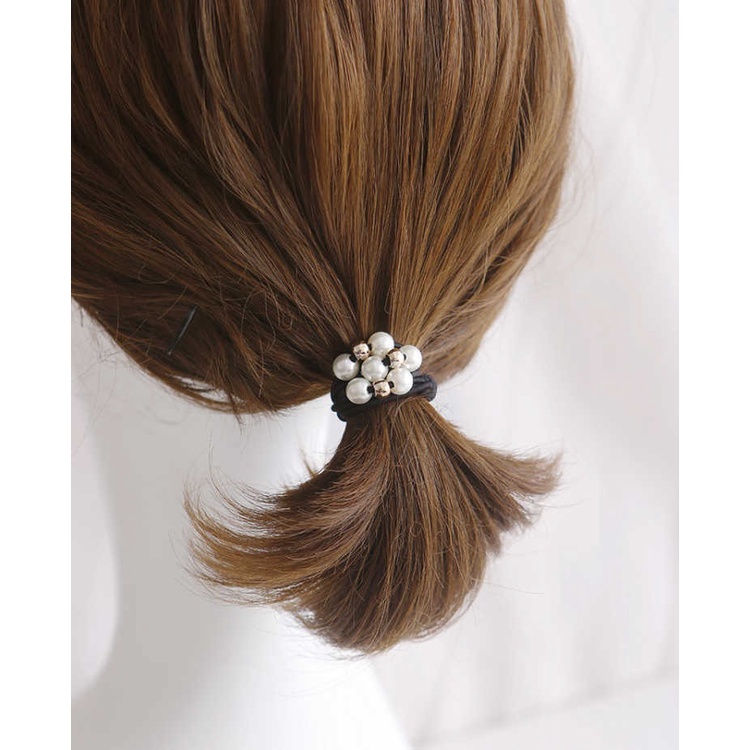 珍珠髮圈🎉彩色高彈力髮繩 三線九珠 打底 基礎款 紮頭 髮圈 DIY 皮筋 頭繩