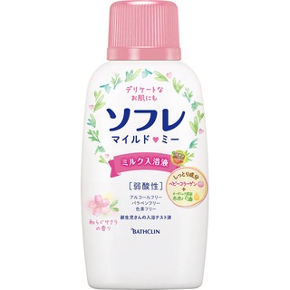 【JPGO】日本製 BATHCLIN 巴斯克林 敏感肌可用 保濕潤膚入浴劑 720ml~乳濁湯型 櫻花香