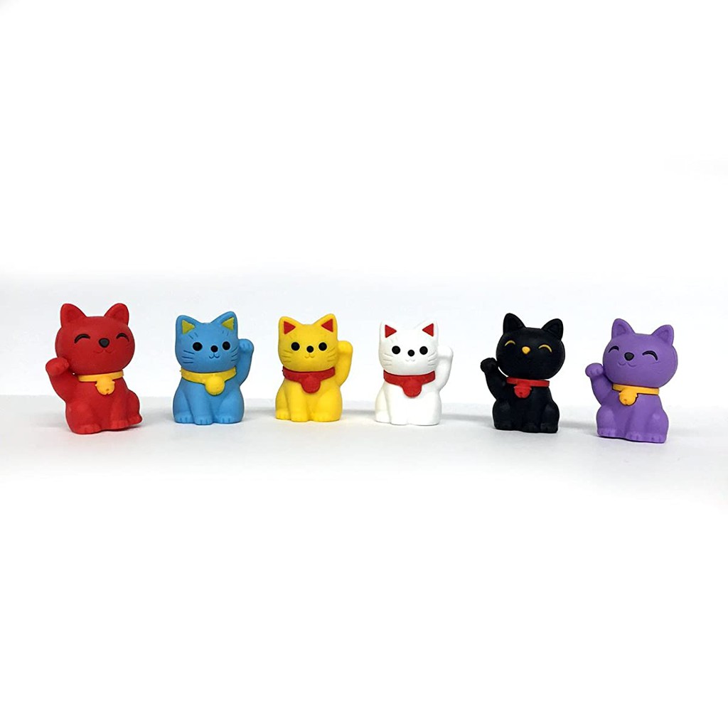 【CHL】日本 IWAKO 岩澤 造型 招財貓 好運 貓咪 橡皮擦 擦布 單個 6種顏色 隨機出貨