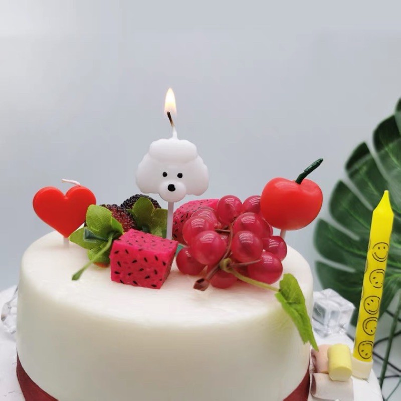 ［現貨］韓國ins風 白色貴賓狗造型蠟燭～ 生日蛋糕 裝飾 慶生 儀式感