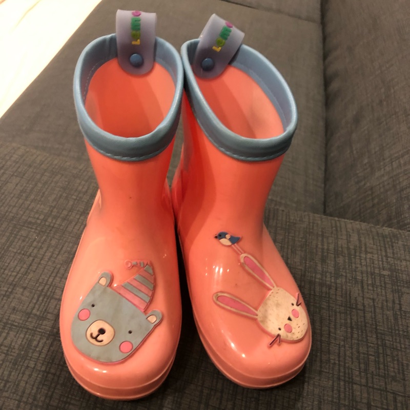 Lemonkids 女童 粉色 熊熊 兔兔 雨鞋 鞋內約有17公分