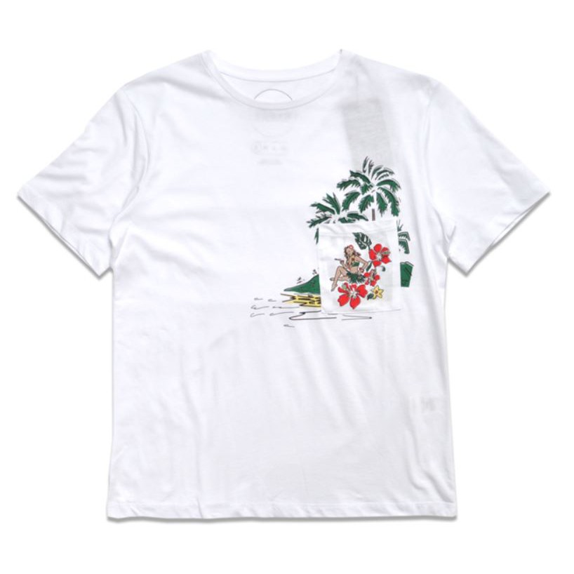 英國 Native Youth Kona Pocket 夏威夷女孩口袋圓領T-Shirt 白