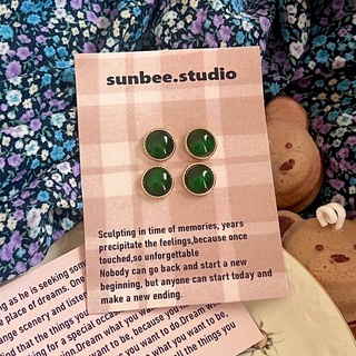 sunbee 現貨 正韓 綠寶石耳環 S10