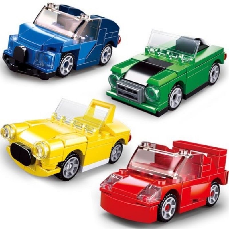 ［熱銷現貨］小汽車組合積木玩具 4入1組ABCD不同造型 小朋友的聖誕禮物🎁首選