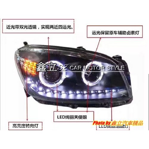 ※ 鑫立汽車精品 ※ RAV4 09-12 LED 雙光圈 R8 燈眉 魚眼 大燈 車頭燈