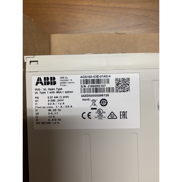 10倍蝦幣正品ABB變頻器Inverter Drive 0.37KW 400VAC ACS150-03E-01A2-4