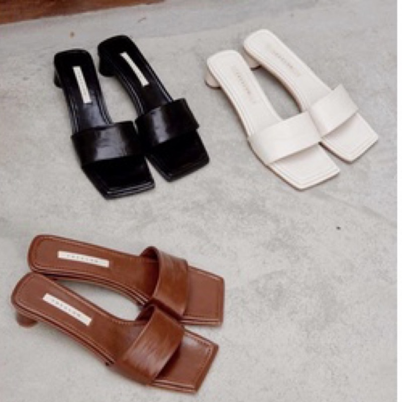 ⚡️含運轉賣⚡️Sislife方頭皮質拖鞋/黑/25號 #d+af#Amissa#gracegift