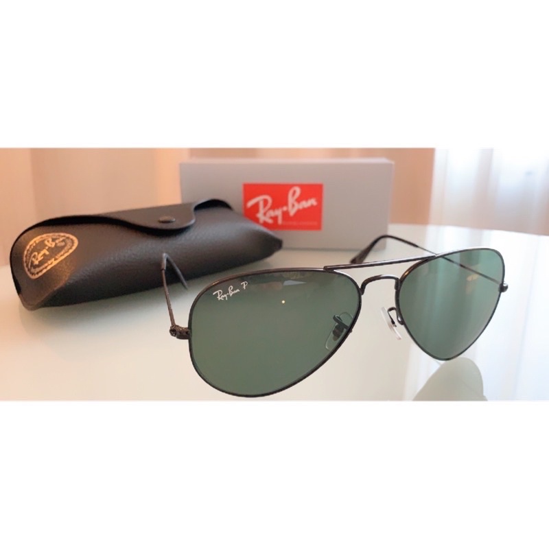 雷朋RayBan飛行員太陽眼鏡（偏光）RB3025，少戴九成新，機場✈️免稅店購入