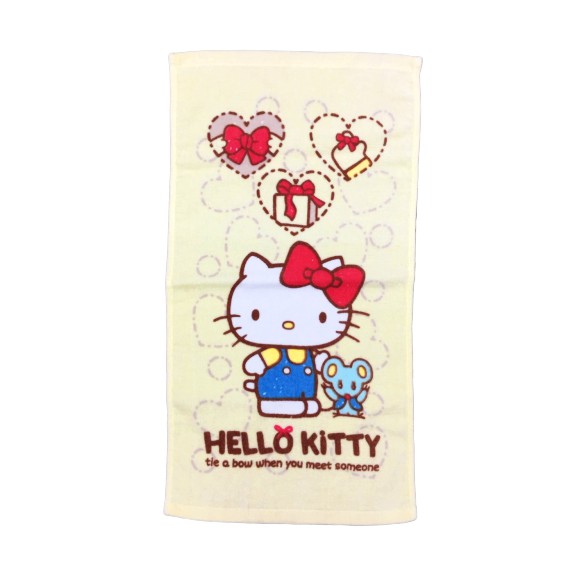 【Sanrio三麗鷗】凱蒂貓蝴蝶結禮物童巾 100%棉 28x54cm
