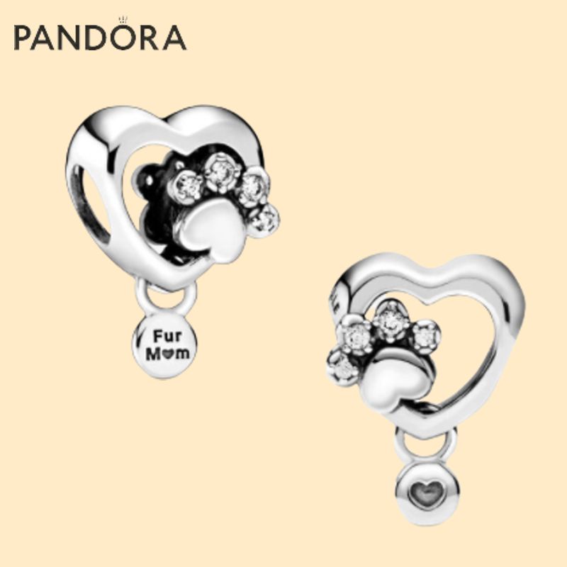 潘朵拉 Pandora 璀璨掌印配心形串飾 項鍊手環串飾 Sparkling Paw Print &amp; Heart Cha