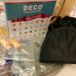 DECO 眼罩,耳罩，吹氣頸枕 三件組