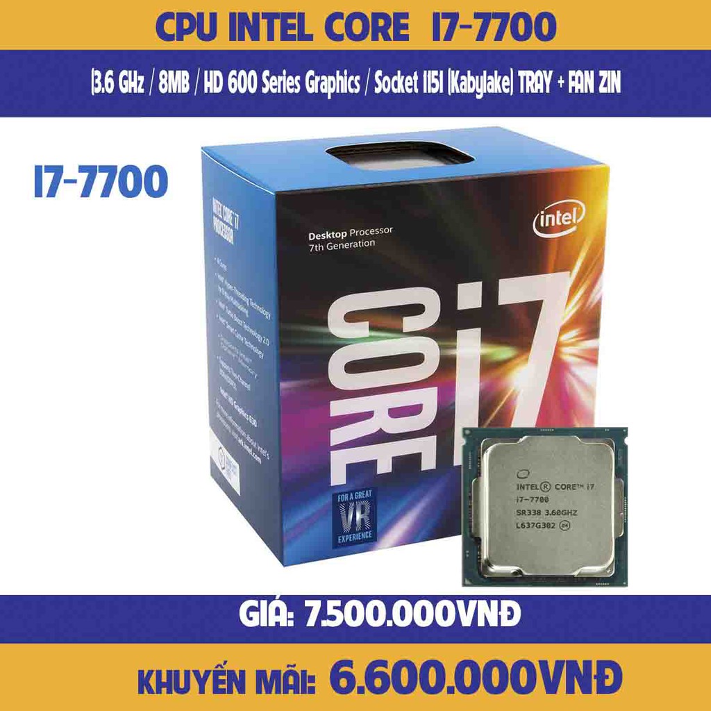 Cpu Intel Core i7-7700 3.6 GHz / 8MB / HD 600 系列顯卡 / Socket